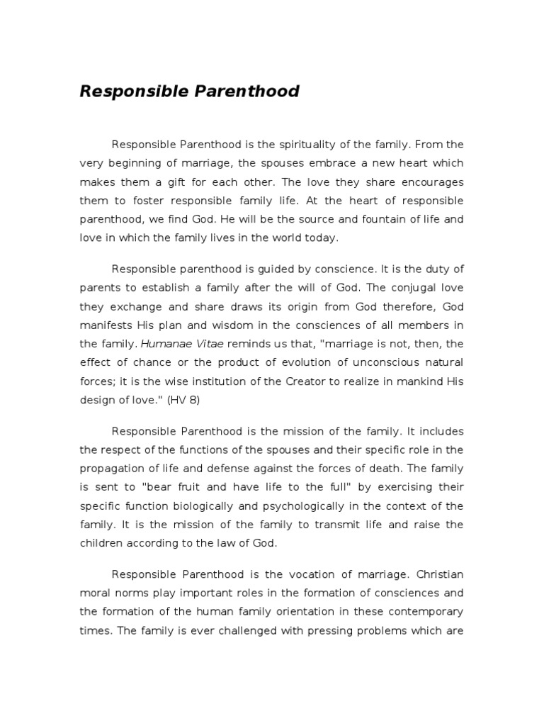 Understanding Responsible Parenthood | PDF | Conscience | Parenting