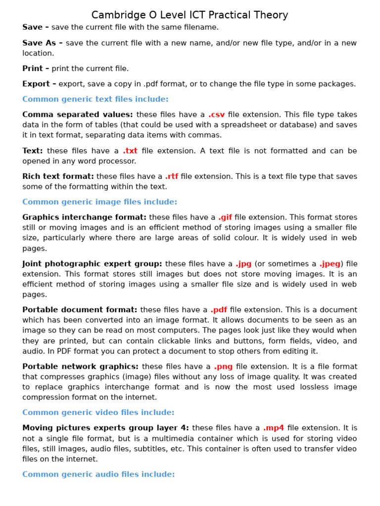 Cambridge O Level ICT Practical Theory | PDF | File Format | Relational ...