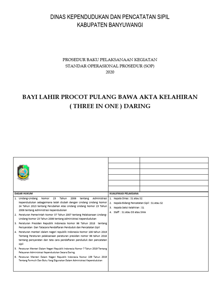 Prosedur Akta Kelahiran Daring Banyuwangi | PDF