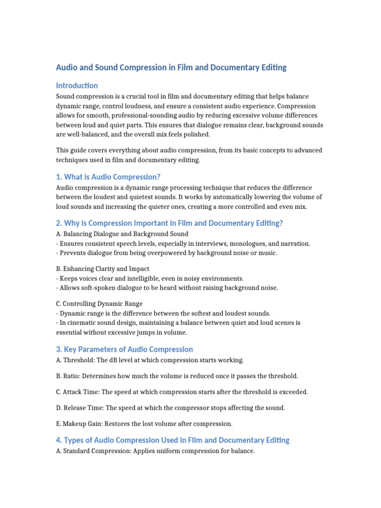 Audio Compression in Film and Documentary Editing | PDF | Audio ...