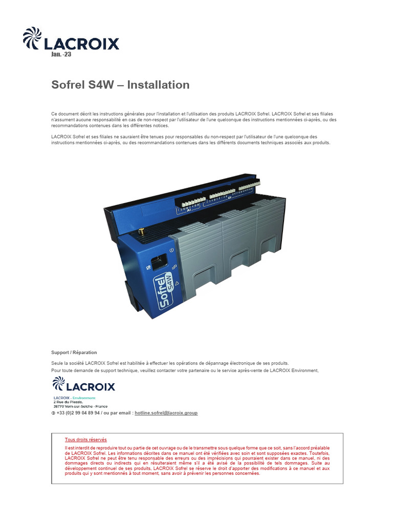 Installation du Sofrel S4W | PDF | GSM | 4G