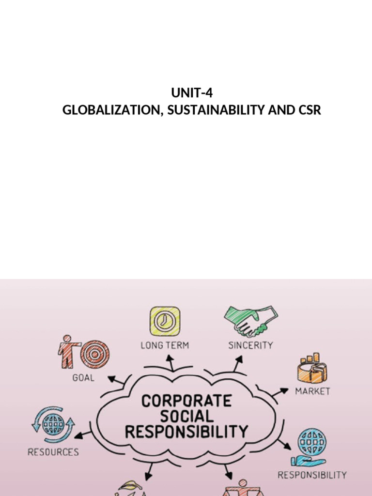 Unit - 4 CSR, Glbalization and Sustainability | PDF