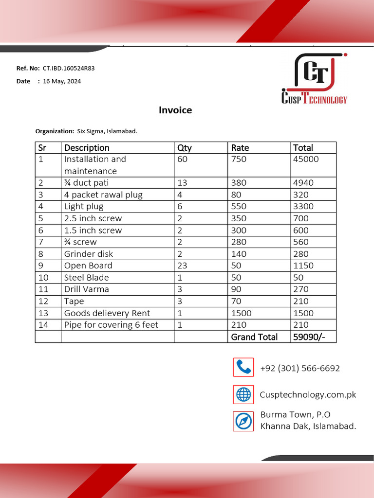 Invoice for Installation Services | PDF