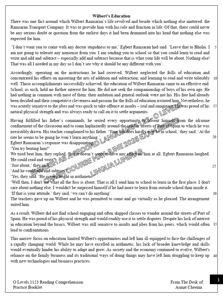 Paper 1 Reading Practise Booklet 1 | PDF | Venom | Snake