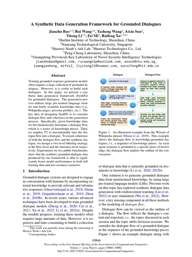 A Synthetic Data Generation Framework For Grounded Dialogues | PDF