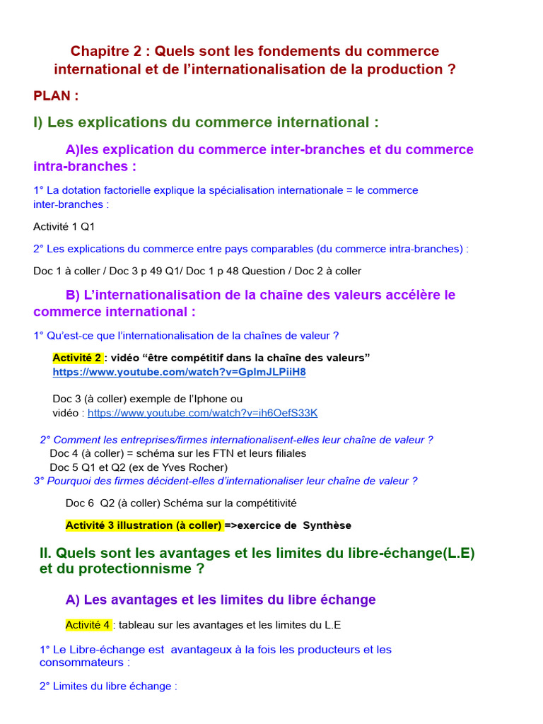 Fondements du commerce international | PDF | Avantage comparatif ...