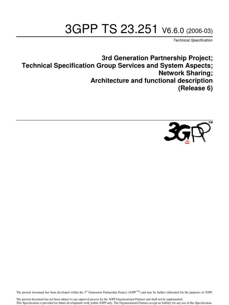 3GPP TS 23.251 R6 Network Sharing | PDF