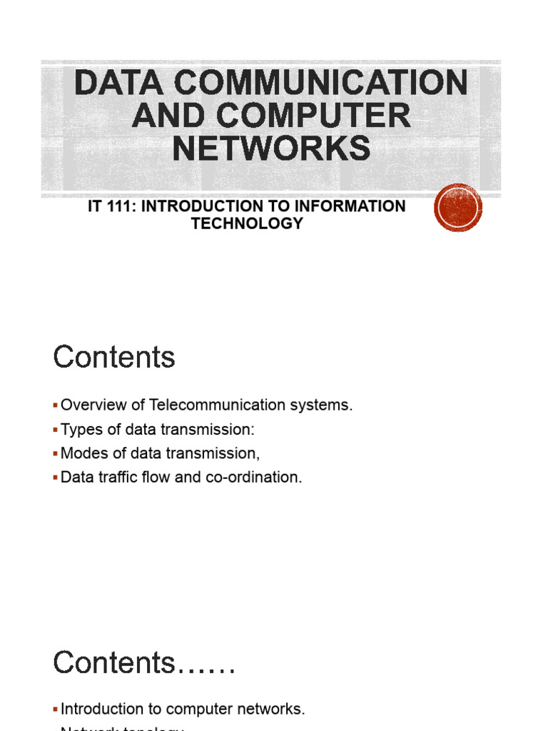 IT 111 Lecture 3 Data Communication and Computer N 241211 074657 | PDF ...