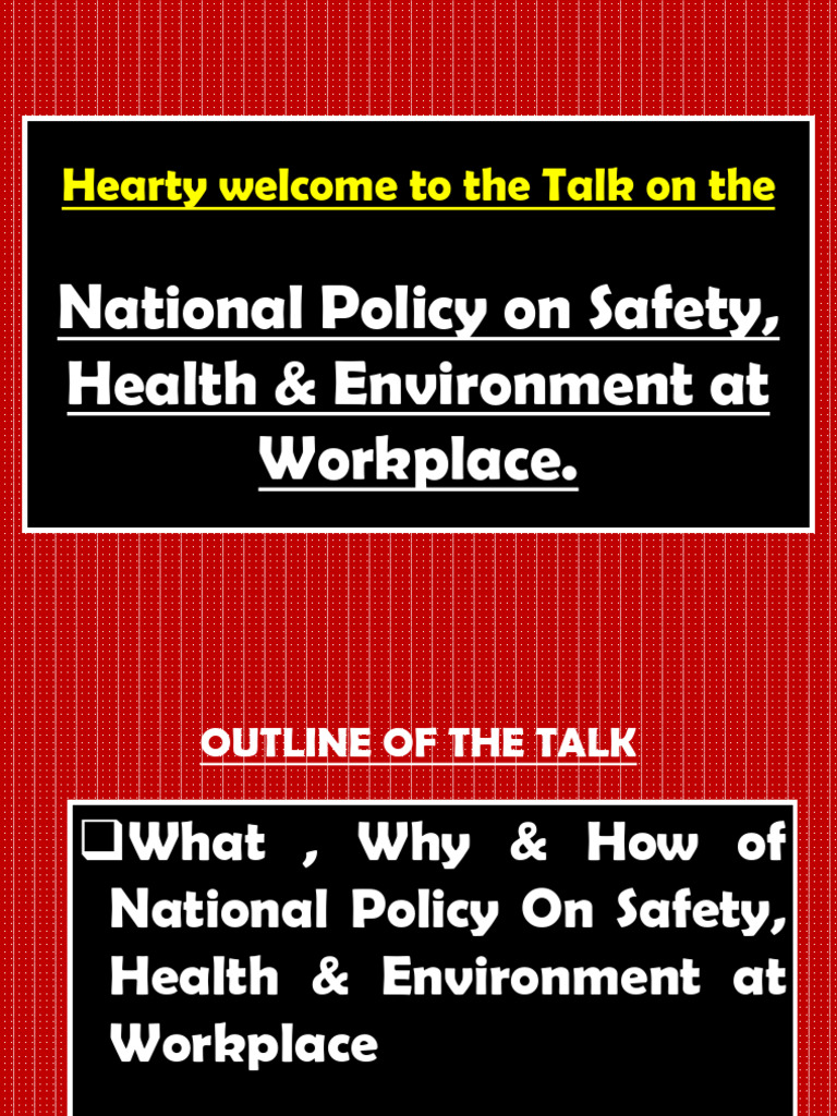 National Policy on Workplace Safety | PDF | Occupational Safety And ...