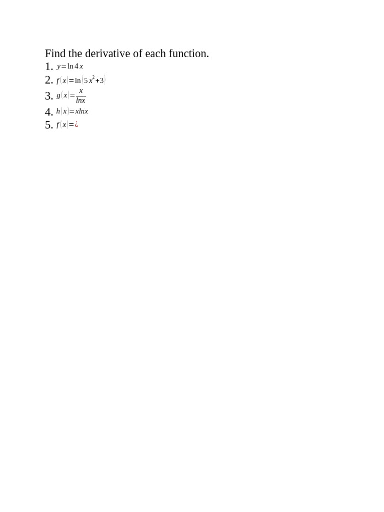 Find the Derivative of Each Function | PDF