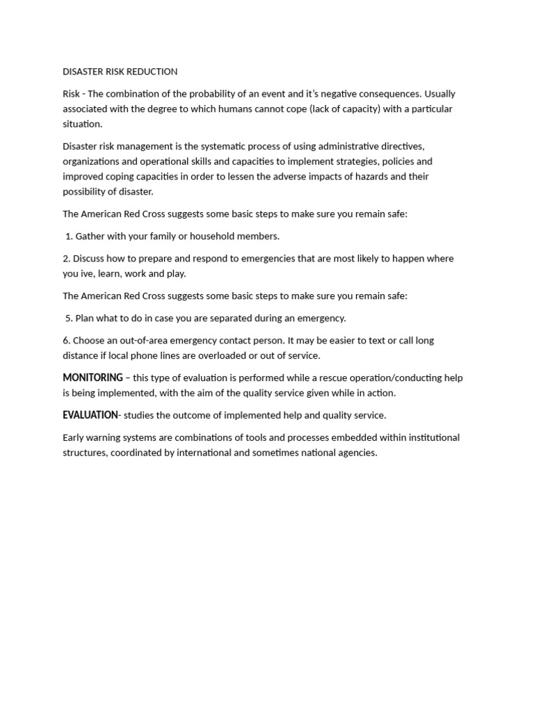 Disaster Risk Management Strategies | PDF