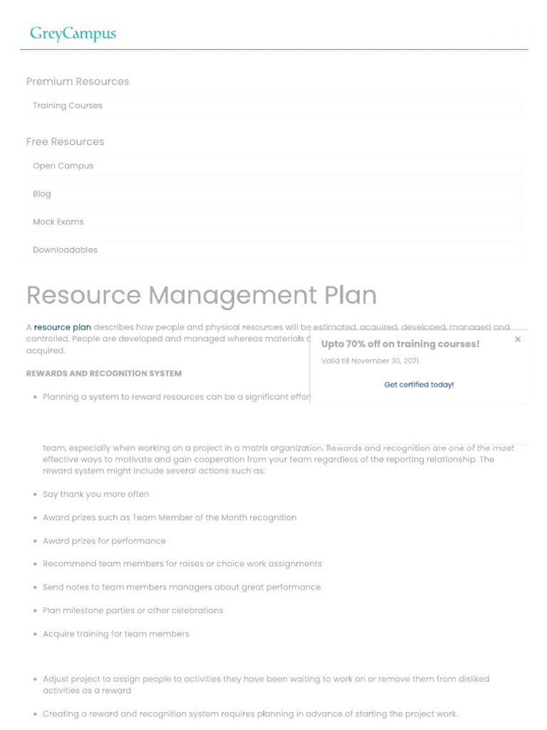 Resource Management Plan | PDF