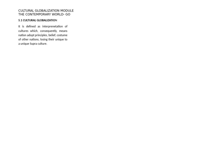 Cultural Globalization Defined | PDF