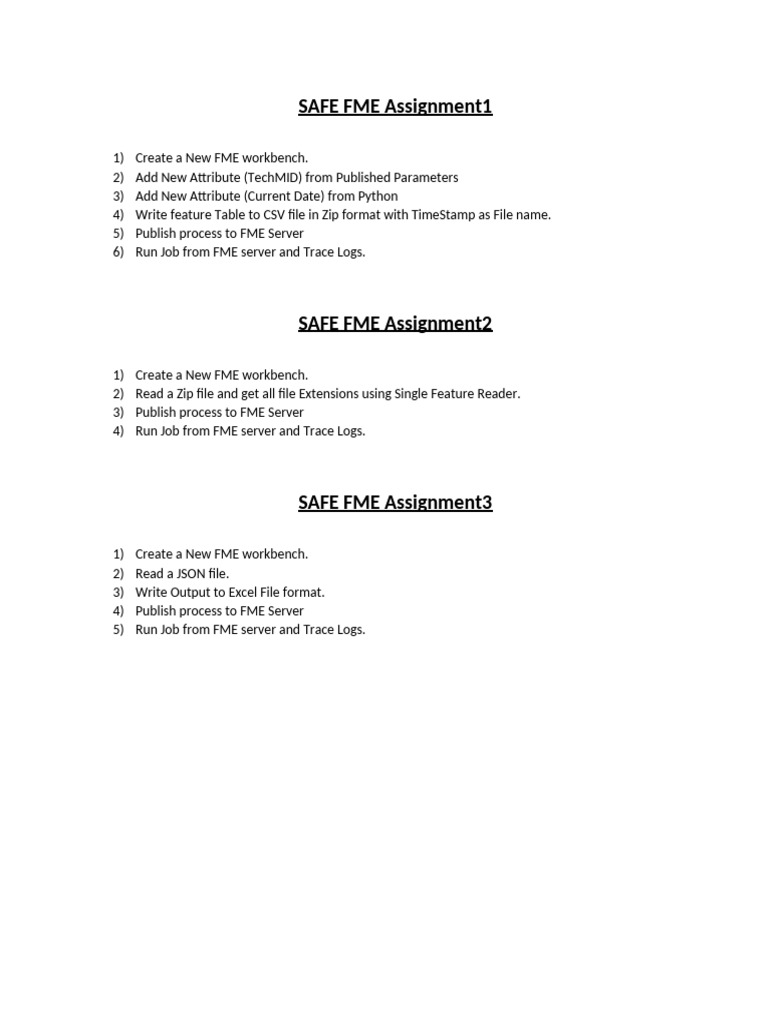 SAFE FME Workbench Assignments Guide | PDF