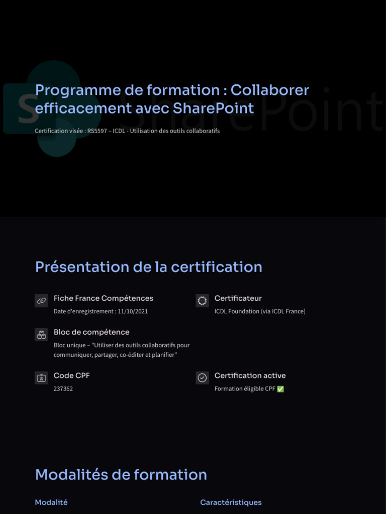 Formation SharePoint : Collaboration efficace | PDF | Pédagogie | Microsoft
