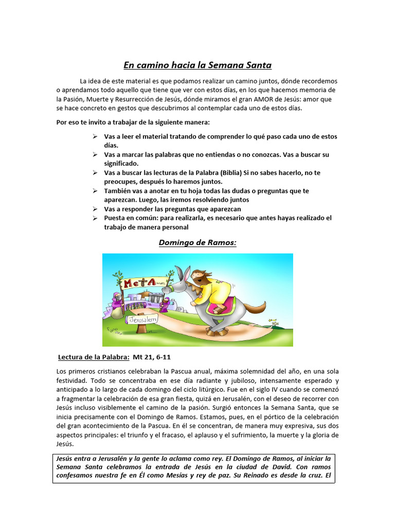 Reflexiones sobre la Semana Santa | PDF | Pascua de Resurrección | Jesús