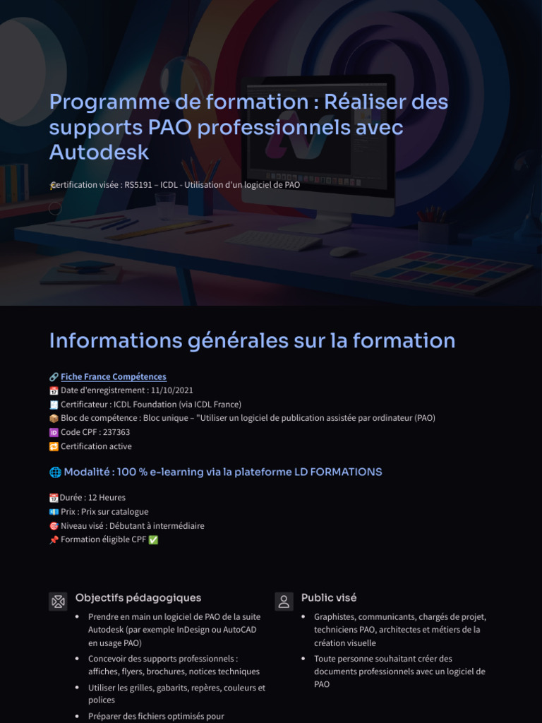 Formation PAO avec Autodesk et certification ICDL | PDF | AutoCAD ...