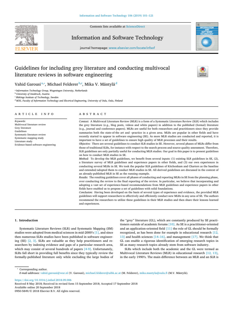 Guidelines for Multivocal Reviews in SE | PDF | Systematic Review ...