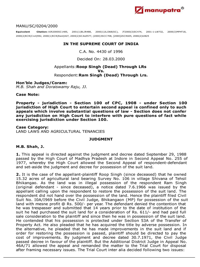 Roop Singh Dead Through LRs Vs Ram Singh Dead Thr1004s000626COM612387 ...