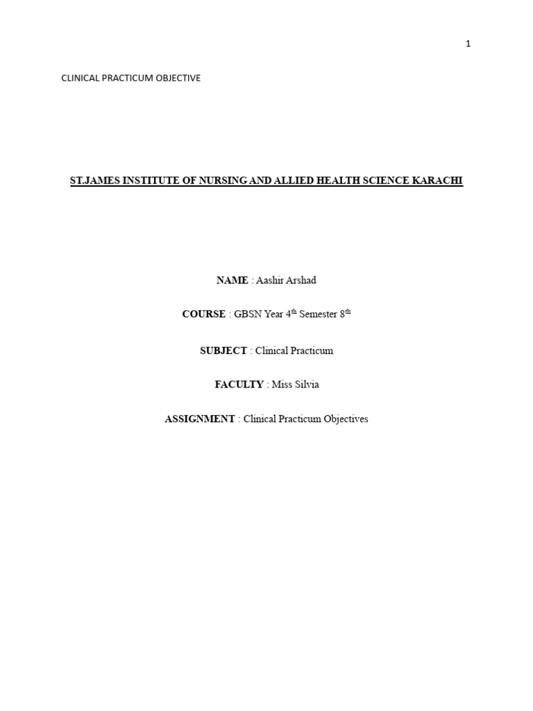 Clinical Practicum Objectives Overview | PDF