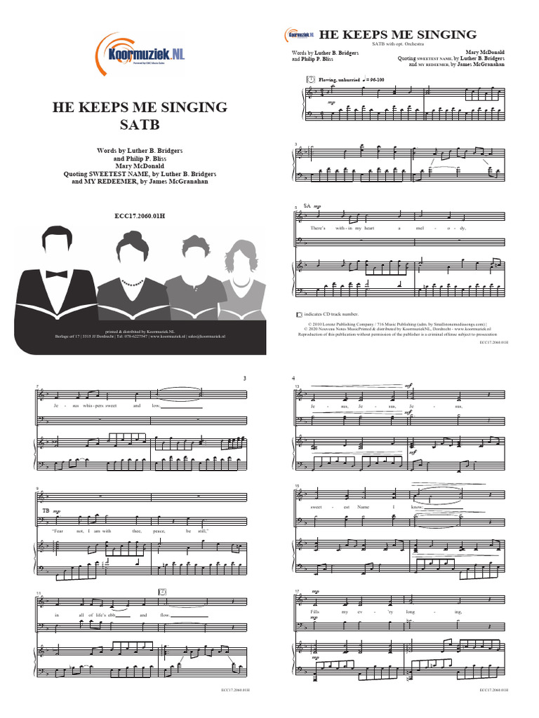 He Keeps Me Singing SATB Sheet Music | PDF