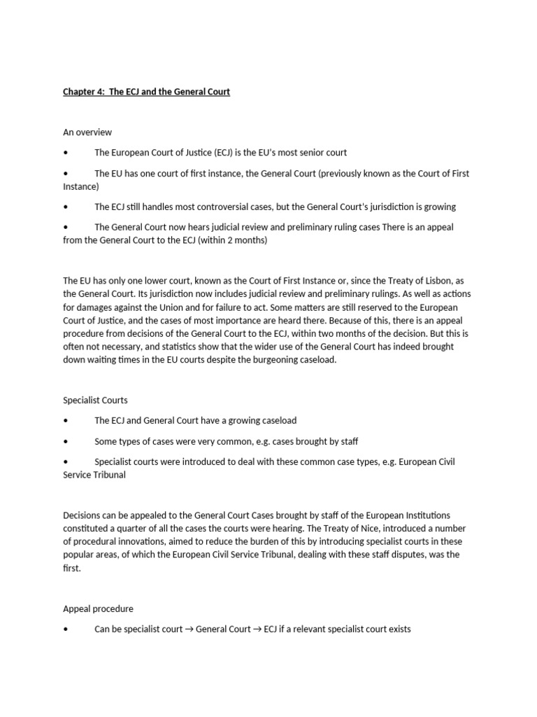 ECJ and General Court Overview | PDF | European Court Of Justice ...