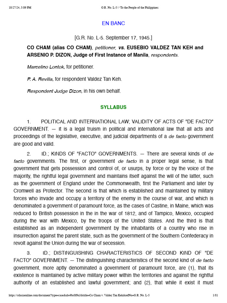 2 G.R. No. L-5 - To The People of The Philippines | PDF | Military ...