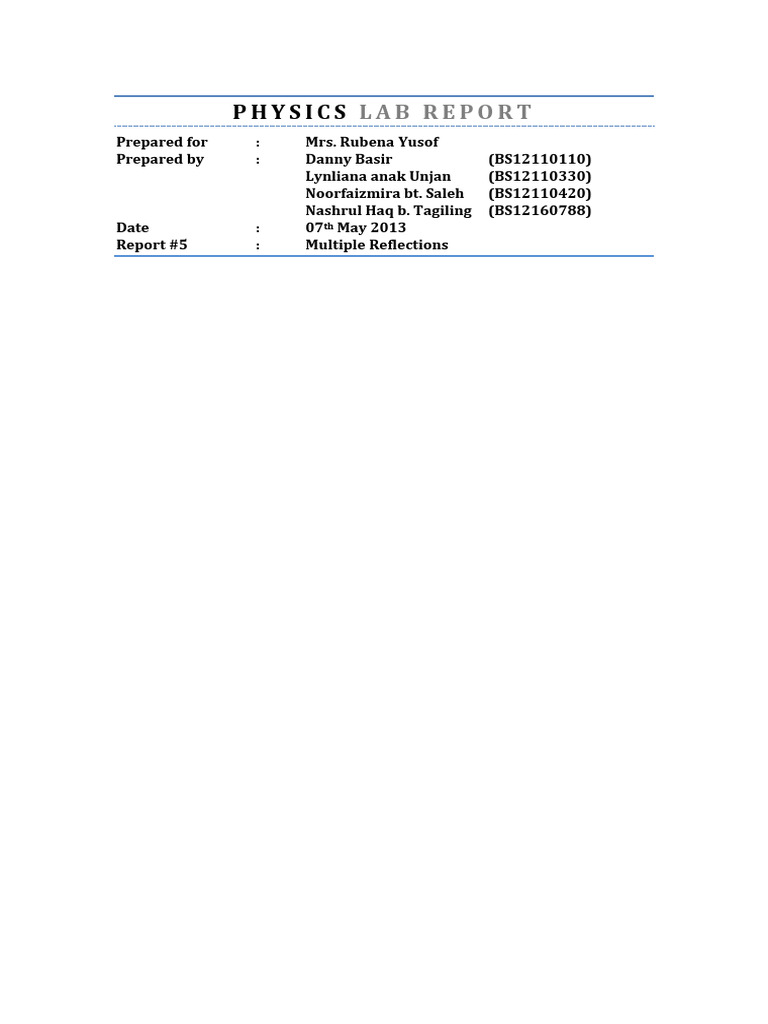 Multiple Reflections in Mirror Experiments | PDF | Reflection (Physics ...