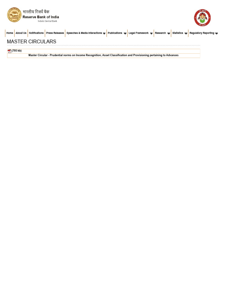 Master Circular on NPA Classification | PDF | Banks | Finance & Money ...