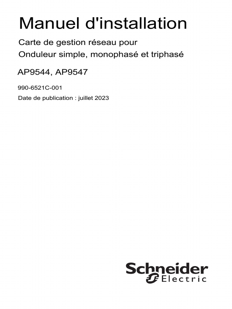 Installation de la carte AP9544/AP9547 | PDF | Enveloppe de protection ...