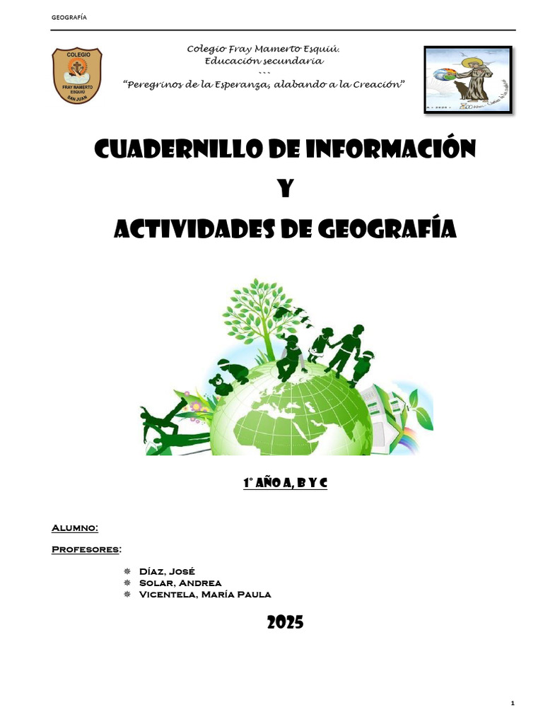 Cuadernillo de Geografía 1° Secundaria 2025 | PDF | Clima | Placas ...