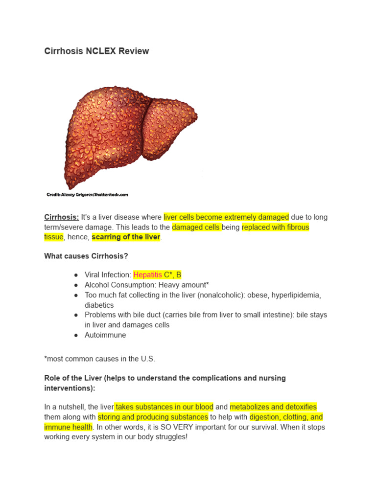 Hepatitis and Cirrhosis NCLEX Insights | PDF | Liver | Hepatitis