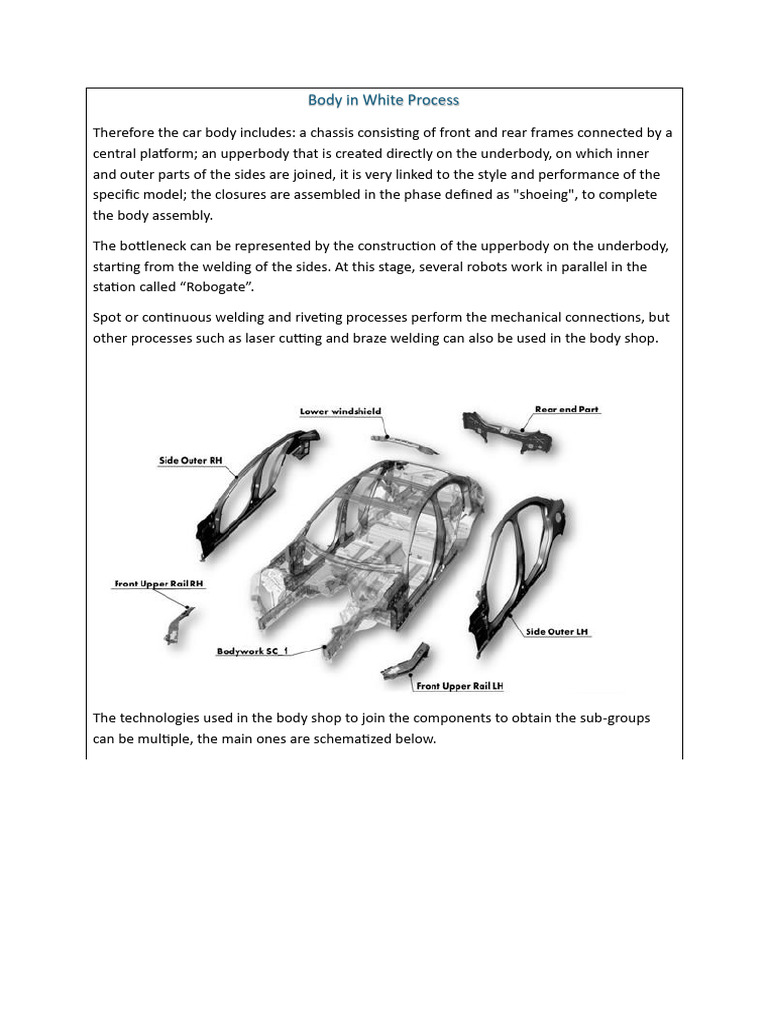 Body in White Assembly Processes | PDF | Welding | Construction