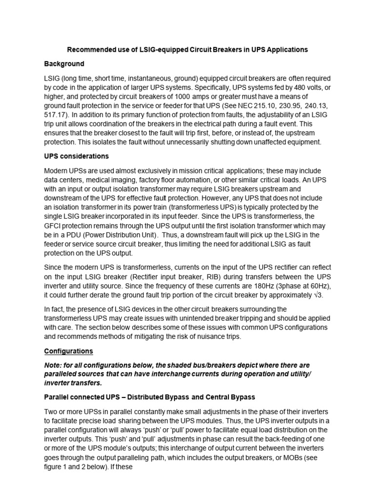 Lsig Breakers Ups Applications Wp161006en | PDF | Power Inverter ...