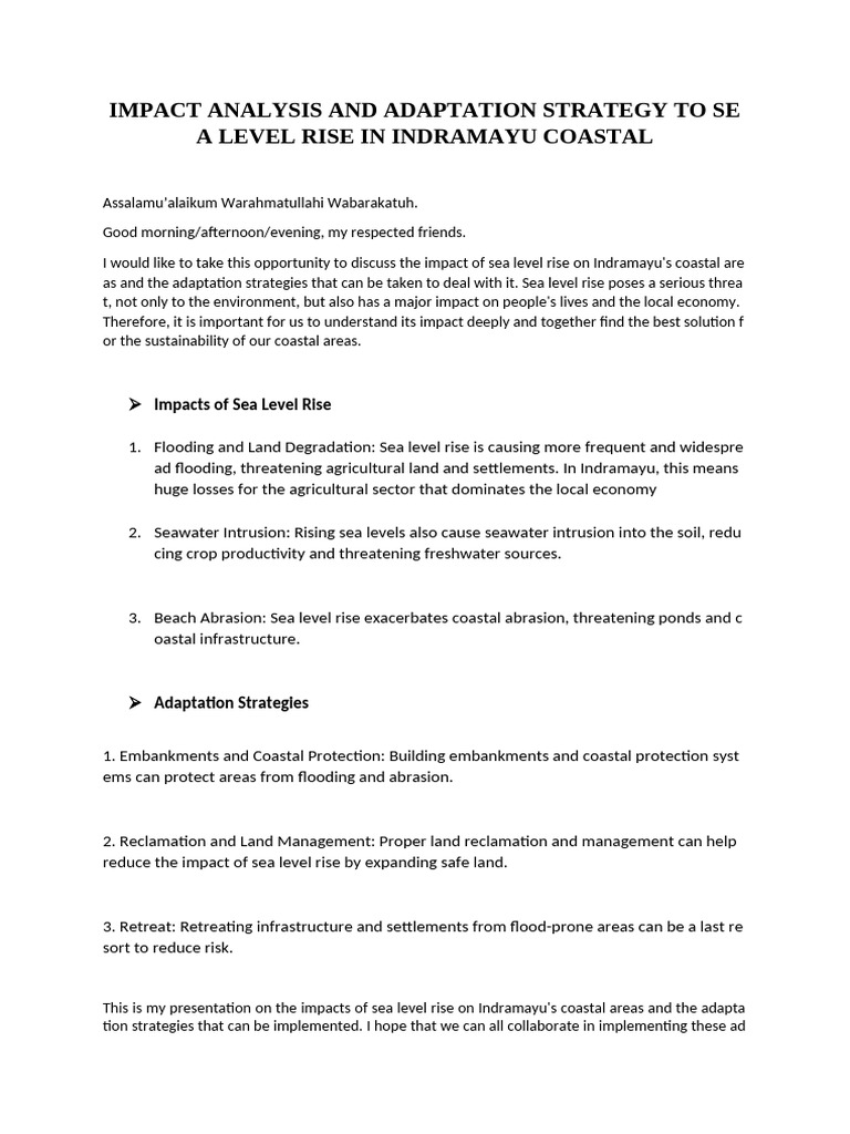 Impact Analysis and Adaptation Strategy To Sea Level Rise in Indramayu ...