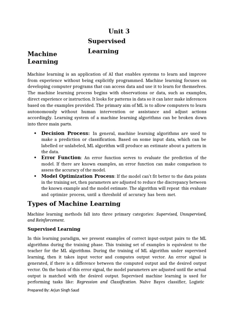Supervised Learning in Machine Learning | PDF | Machine Learning ...