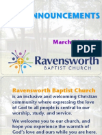 Ravensworth Baptist Church Announcements, 3/11/12