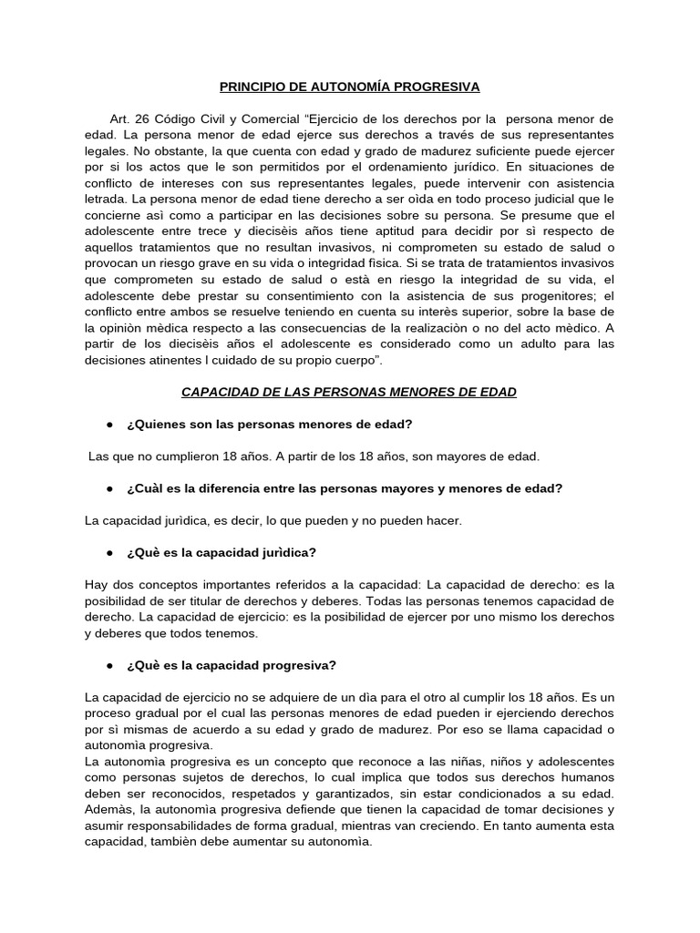 Autonomía Progresiva en Adolescentes | PDF | Menor (ley) | Justicia