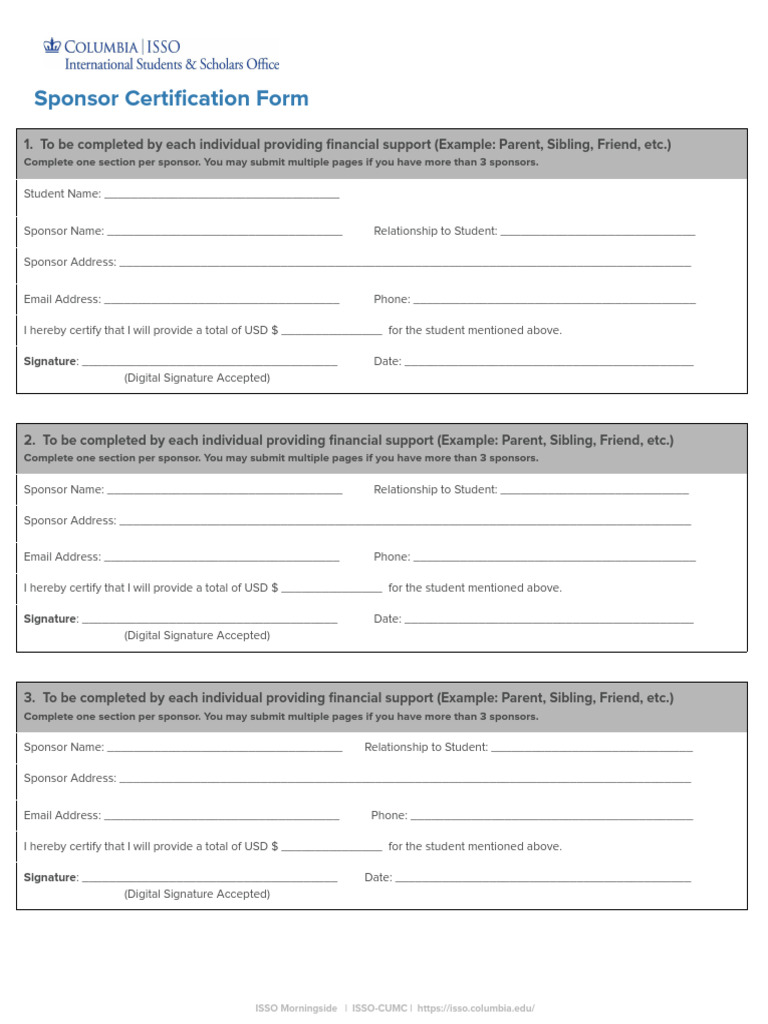 Sponsor Certification Form | PDF