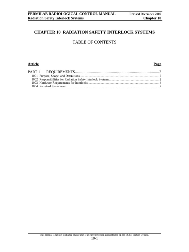 Radiation Safety Interlock Systems Guide | PDF | Radiation Protection ...