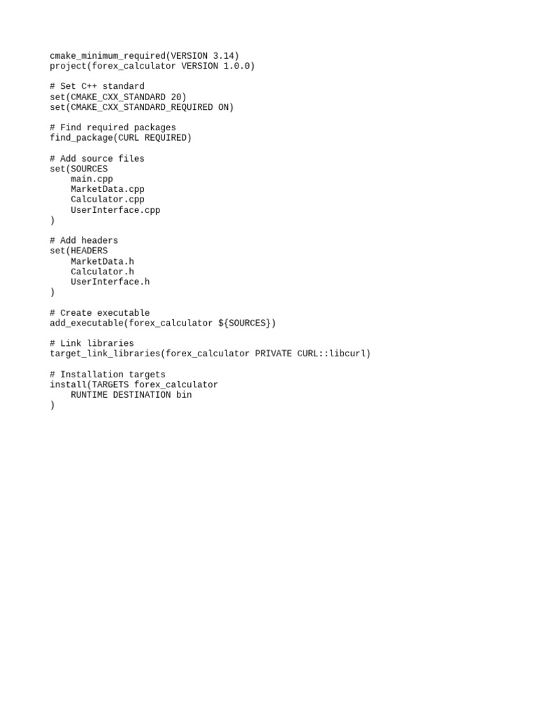 CMake Project for Forex Calculator | PDF
