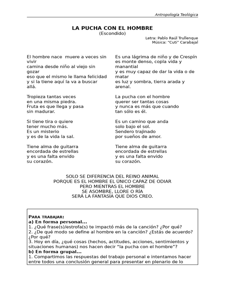 La Pucha con el Hombre: Reflexiones Antropológicas | PDF
