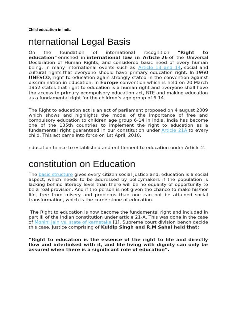 Right to Education in India: Overview | PDF | Rights | Justice