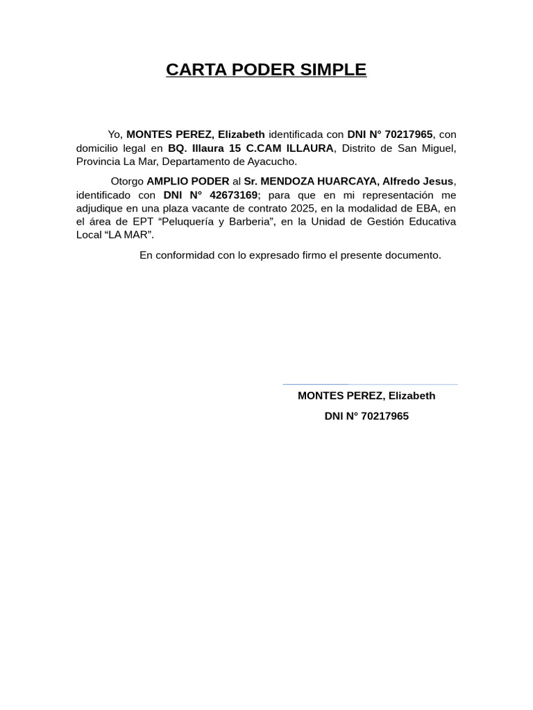 Carta Poder Simple | PDF