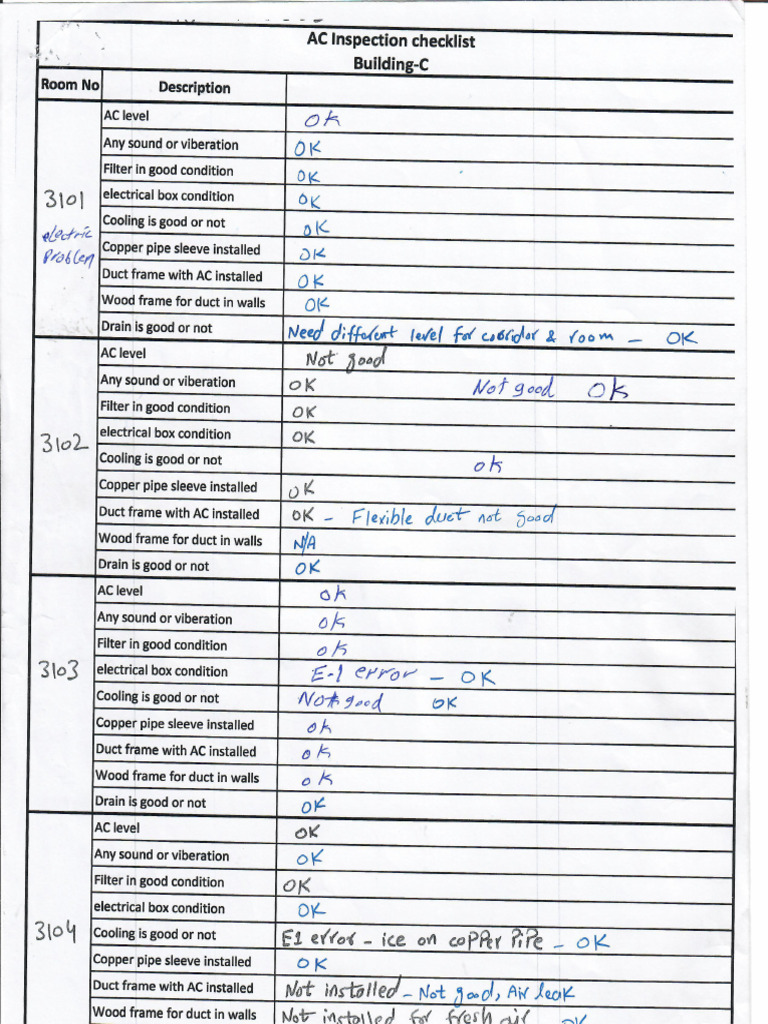 AC Inspection 1st Floor 23-01-2025 | PDF