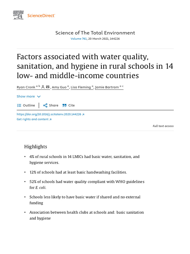Water, Sanitation, and Hygiene in Schools | PDF | Wash | Sanitation