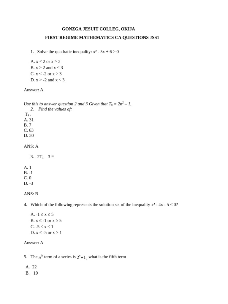 Further Maths Ca Questions | PDF | Mathematics | Mathematical Relations