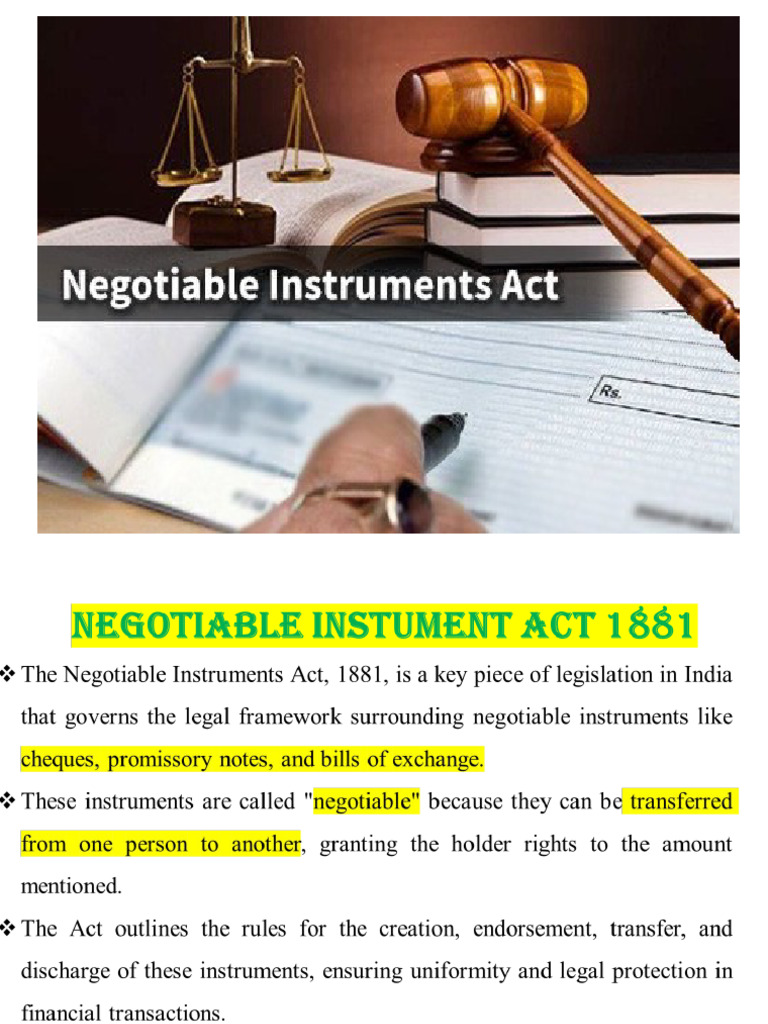 Understanding Negotiable Instruments | PDF | Negotiable Instrument ...
