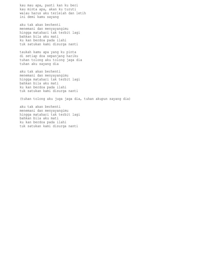 Lirik Wali Band Doaku Untukmu Sayang