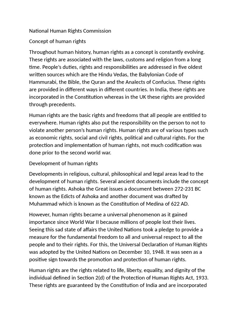 Overview of India's National Human Rights Commission | PDF | Human ...